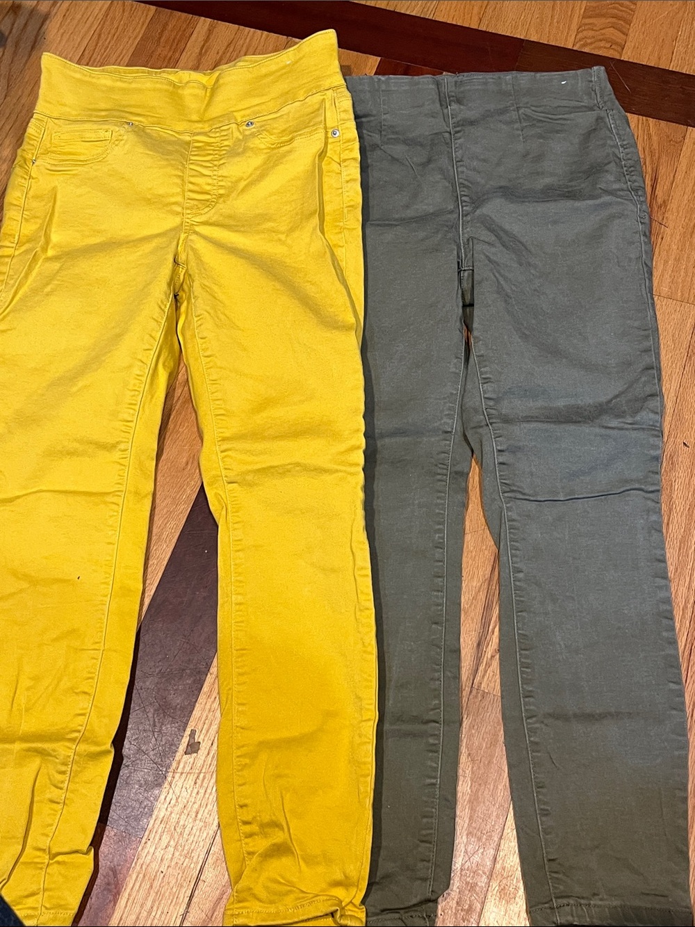 Kids Yellow and Olive Pull-On Pants - Unbranded